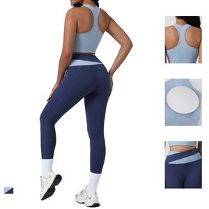 LD0009 Conjunto de Yoga Transpirable y Ecológico con Bloques de Color para Mujer, Top Deportivo de Manga Larga, Leggings Levanta Glúteos para Correr - Product Image 6