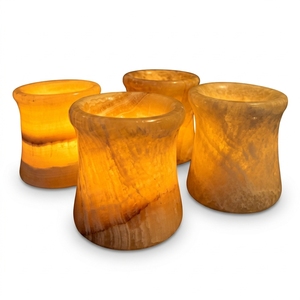 Juego de Portavelas de Piedra Natural, Cilíndrico, Decoración para el Hogar, Hecho a Mano, Diseño de Logotipo Personalizado - Product Image 1