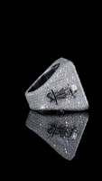 Anillo Unisex de Plata 10K con Diamante Cultivado en Laboratorio VS-SI de 7 Ct, Bañado en Rodio, Corte Esmeralda, Estilo Hip Hop Casino