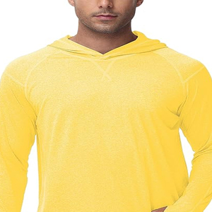 Chemise de pêche à manches longues jaune pour homme, à capuche, UPF 50, séchage rapide, couleur unie, pull à capuche - Product Image 6