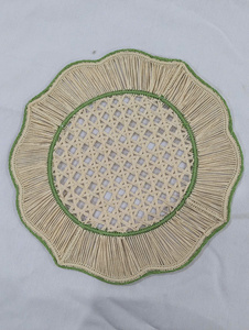Ventes flash : sets de 3 dessous-de-plat bohèmes tissés à bords festonnés pour table à manger, couleur naturelle, style lin - Product Image 4