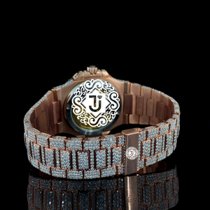 Montre mécanique de luxe en or rose sertie de diamants et de moissanite, mouvement ETA, idéale pour les soirées – Offre spéciale - Product Image 4