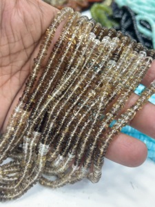 Perles de pierres précieuses de haute qualité pour la fabrication de bijoux, 17 pouces, quartz fumé naturel ombré, forme Heishi lisse, taille 6-7 mm - Product Image 4