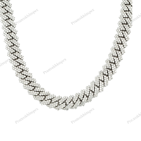 Collar de Eslabones Cubanos Anchos con Acabado Plateado y Dorado, Moissanita Certificada IGI, Cadena de Lujo Estilo Hip Hop, Unisex