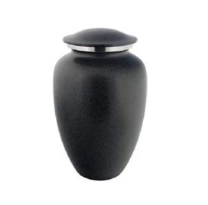 Black Urn Ash Cremation <b>Keepsake</b> Vase <b>Memorial</b> Urn with Silver Lid for Graveyard Remembrance - Product Image 1