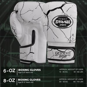 Gants de boxe blancs Farabi Sports en gros pour l'entraînement, les arts martiaux, le MMA, le Muay Thai, en cuir PU avec fermeture auto-agrippante - Product Image 5