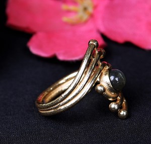 Unique Celestial Wave Labradorite <b>Ring</b> Gold Vermeil Multi-Band Spiral Natural Stone <b>Ring</b> <b>Adjustable</b> Artisan Jewelry Supplier - Product Image 2