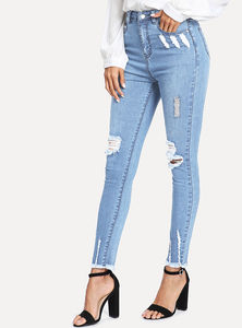 Pantalon en jean décontracté pour femme, coupe droite et ajustée, taille mi-haute, 100 % coton, collection hiver 2025, vente en gros, service OEM, vente directe usine - Product Image 6