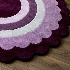 Purple Scalloped <b>Round</b> Area Rug Soft Plush <b>Carpet</b> Modern Hand Tufted Circle Rug for Living Room Bedroom Stylish Home Decor - Product Image 6