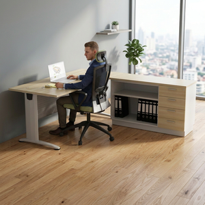 Modern 6 Feet Durable Spacious Commercial <b>Office</b> Desk with Chipboard Construction From AY <b>Office</b> System - Product Image 4