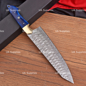 Cuchillo de Chef Japonés Moderno de Acero de Damasco Hecho a Mano y Personalizable, Mango de Resina Ambidiestro, Hoja de 8-9.9 Pulgadas con Acabado Cepillado - OEM/ODM - Product Image 4