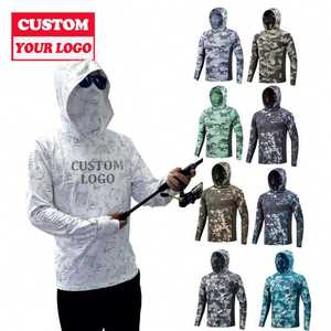 เสื้อตกปลาแขนยาวระบายอากาศได้ดี น้ำหนักเบา ป้องกันรังสียูวี UPF พร้อมฮู้ด ลายปลาแบบกำหนดเอง เสื้อผ้าป้องกันแสงแดด ขายส่ง - Product Image 2