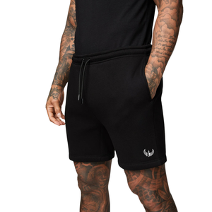 Shorts de sport en molleton noir pour homme avec cordon de serrage à la taille, pour la gym, la course et les activités décontractées - Product Image 2