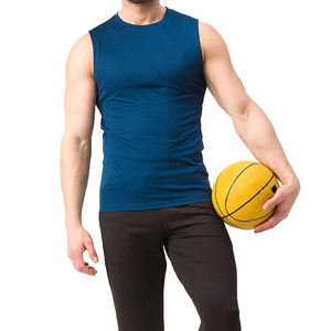 T-shirt sans manches pour homme en coton de qualité supérieure, logo personnalisé, coupe slim, t-shirt uni pour homme, t-shirts de sport - Product Image 2