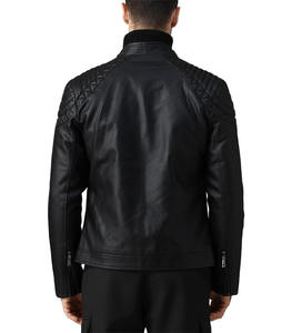 Blouson matelassé élégant noir en similicuir pour femme, fermeture à bouton unique, col roulé, hiver, séchage rapide, respirant, robuste, style motard - Product Image 4