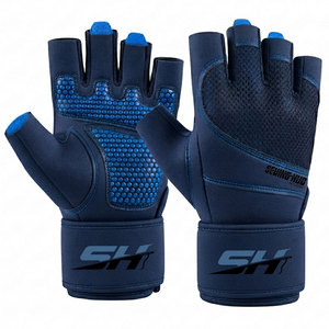 Gants de fitness pour hommes de couleur bleu marine, respirants, prix de gros, logo personnalisé, gants de musculation, gants de crossfit - Product Image 1
