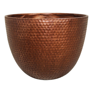 Antique Copper Hammered Planter With Circular Pattern Rustic Vintage Style For Garden Flower Green <b>Plant</b> Decoration - Product Image 4