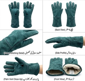 Gants de soudage en cuir de vachette de qualité supérieure, résistants à la chaleur, avec doublure en polaire, certifiés CE, imperméables, 11 oz - Product Image 3