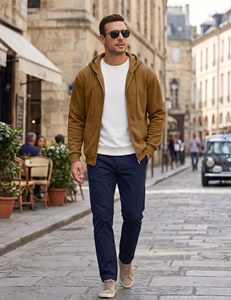 Sweat à capuche zippé pour homme de haute qualité avec logo personnalisé, coupe ajustée, en tissu éponge, avec cordon de serrage, style décontracté, Hysaf Apparels Co. - Product Image 3