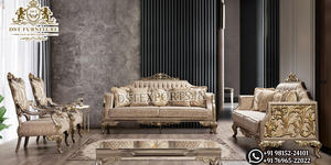 ชุดโซฟาห้องนั่งเล่นสไตล์ยุโรปสีดำสุดหรูห้าที่นั่ง ชุดโซฟาไม้แกะสลักพรีเมียมสำหรับห้องนั่งเล่น ออสเตรเลีย - Product Image 5