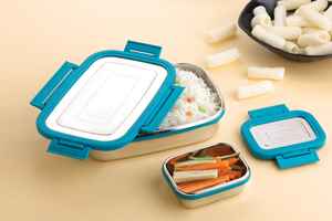 Zenara LeakProof Bento Box Container <b>Set</b> for Adult Stainless Steel <b>Colourful</b> Food Containers Storage <b>Set</b> - Product Image 5
