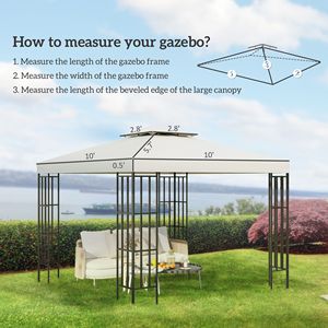 Telo di Ricambio Moderno a 2 Livelli Anti-UV 3x3m per Gazebo, Copertura Bianco Crema per Giardino, Patio, Cortile, Padiglione Esterno - Product Image 3
