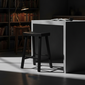 Tabouret de bar haut en bois d'hévéa massif, rond, moderne, minimaliste, mobilier de maison durable et léger - Product Image 4