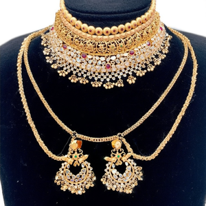 Elegant Women's Casual Gold Plated Bridal Necklace and Earring Set with Zircon - Product Image 2