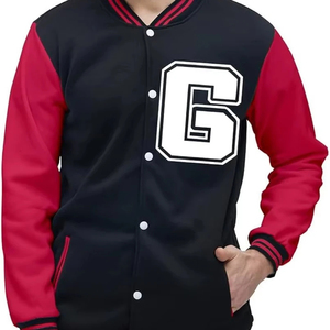 Chaqueta Bomber Universitaria de Baloncesto Personalizada para Hombre, Estilo Letterman, con Cierre Frontal, Cálida para Invierno, de Poliéster/Algodón, Bordada - Product Image 1