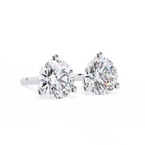 Pendientes de tuerca redondos de moissanita brillante con 3 puntas, chapados en rodio, plata de ley 925, alternativa al diamante para mujer - Product Image 4
