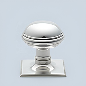 Trending Brass Round Cabinet Knob with Square Backplate Polished Nickel Furniture Handle for Kitchen Drawer <b>Door</b> Durable - Product Image 1