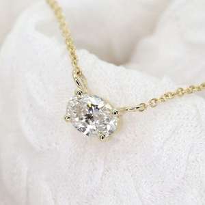 Brillante colgante de diamante ovalado cultivado en laboratorio, certificado por IGI, en oro amarillo, oro rosa, oro blanco o plata, con piedra de color D, E, F, claridad VVS o VS. - Product Image 1
