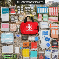 Trousse de premiers soins 330 pièces, fournitures médicales d'urgence de qualité supérieure pour la maison, la voiture, le camping, la randonnée et la survie en plein air, sac rouge