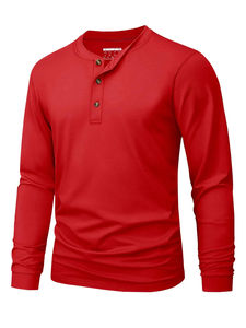 Camiseta Henley de Algodón para Hombre, Manga Larga, Cierre Frontal, Estilo Casual, Vintage, para Otoño y Primavera - Product Image 3