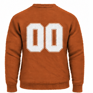 Custom Rust Orange <b>Men</b> Fuzzy Knit <b>Sweater</b> Crew <b>Neck</b> Long Sleeve Soft Casual Pullover Winter Jumper with Raised Chest Letter - Product Image 2