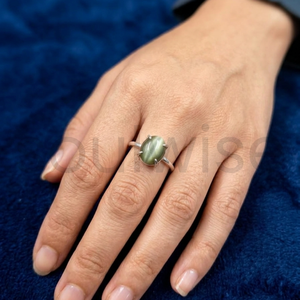 <b>Cat</b> Eye (Lahsuniya) Gemstone <b>Ring</b> Natural Oval Stone Trendy Unisex Wedding & Engagement Jewelry - Product Image 3