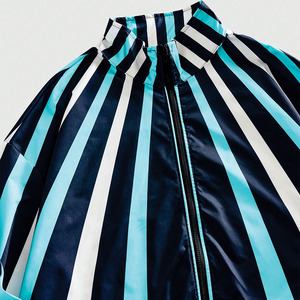 Trendy Black Blue Lightweight Nylon Men’s Windbreaker <b>Jacket</b> Vertical Stripe Streetwear <b>Zip</b> <b>Up</b> custom windbreaker manufacturer - Product Image 4