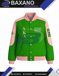 Alpha | Kapa | Alpha AKA Sorority Racing Style Cotton Twill <b>Jacket</b> Greek apparel Sorority Stand Collar Color Block <b>Racer</b> <b>Jacket</b> - Product Image 5