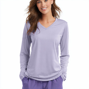 Chemises à manches longues en tricot personnalisées à porter sous les blouses, extensibles, ajustées, respirantes, confortables, uniforme médical - Product Image 6