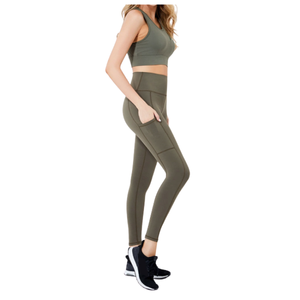 Classic Yoga Set Moisture Wicking Sports <b>Racer</b>-back Crop <b>Top</b> And Supportive Leggings For Gym Fitness And Workout - Product Image 2