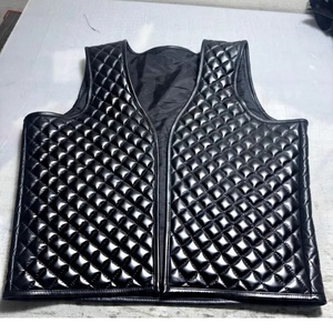 Mens Genuine <b>Leather</b> Quilted Puffer <b>Vest</b> Argyle Pattern Winter Casual Motorcycle <b>Biker</b> Sleeveless Outerwear - Product Image 3