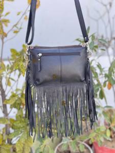Nuevo Bolso de Piel Auténtica con Flecos, Bolso Bandolera de Cuero Repujado a Mano, Estilo Bohemio Gitano, Hecho a Mano, Multiusos - Product Image 3