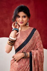 Sari en soie satinée mate à motifs fantaisie pour tenue décontractée et de fête, collection de saris légers pour femmes, vêtements ethniques indiens - Product Image 6