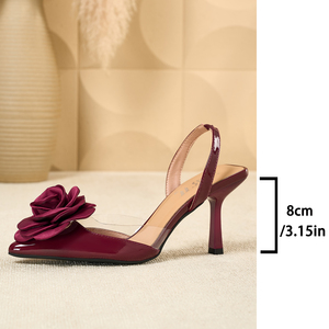 Rose Slingback Stilettos - Pointed Toe High Heel <b>Sandals</b> for Women - Product Image 6