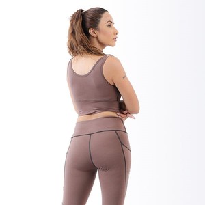 บราออกกำลังกายโยคะแบบมีโครงเสริมทรงสูง สีน้ำตาล ลายพิมพ์ Reverser - Product Image 2