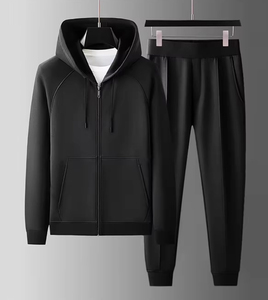 Men's Plus Size Two-Piece Training Jogging Set Casual Workout Hoodie Hood <b>Track</b> <b>Suit</b> for Running Solid Pattern Autumn Season - Product Image 5
