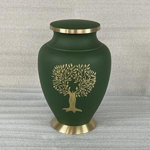 Premium Brass Modern Green <b>Tree</b> Human Urn Hand Engraved Cremation Urns Human Ashes Customized Adult Ashes Storage Urns Wholesale - Product Image 2