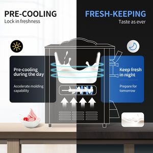 Commercial 2200W Countertop Ice <b>Cream</b> <b>Maker</b> 22-30L/H Yield Soft Serve Machine with 2x6L Hopper 2L Cylinder LCD Panel for Puffing - Product Image 5