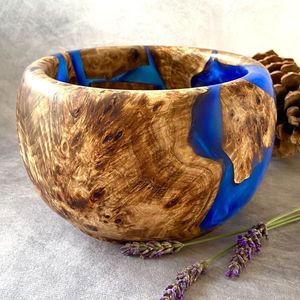 Large Size Polished Wooden and Resin Handmade Serving Bowl for Party <b>Kitchen</b> Dining or Centerpiece <b>Table</b> Decor - Product Image 4