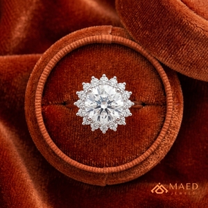 Anillo de Moissanita con Corte Redondo, Anillo de Plata para Mujer, Anillo de Compromiso con Halo, Regalo de Boda, Joyería de Moda, Elegante, el Mejor Estilo, Anillo Fino - Product Image 5